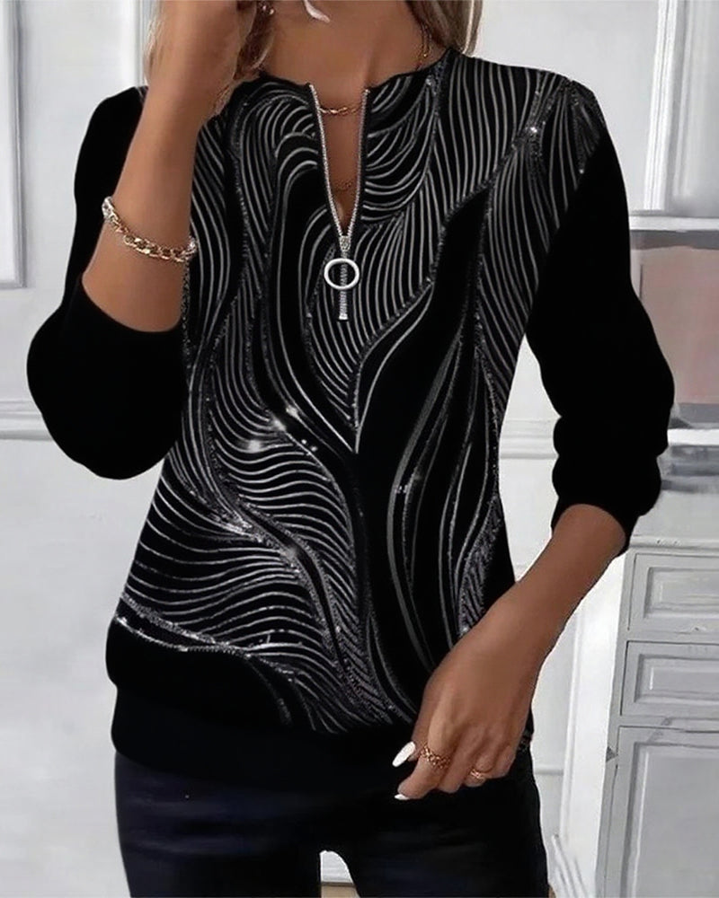 Avora Lyon | Sweat-shirt décontracté imprimé zippé