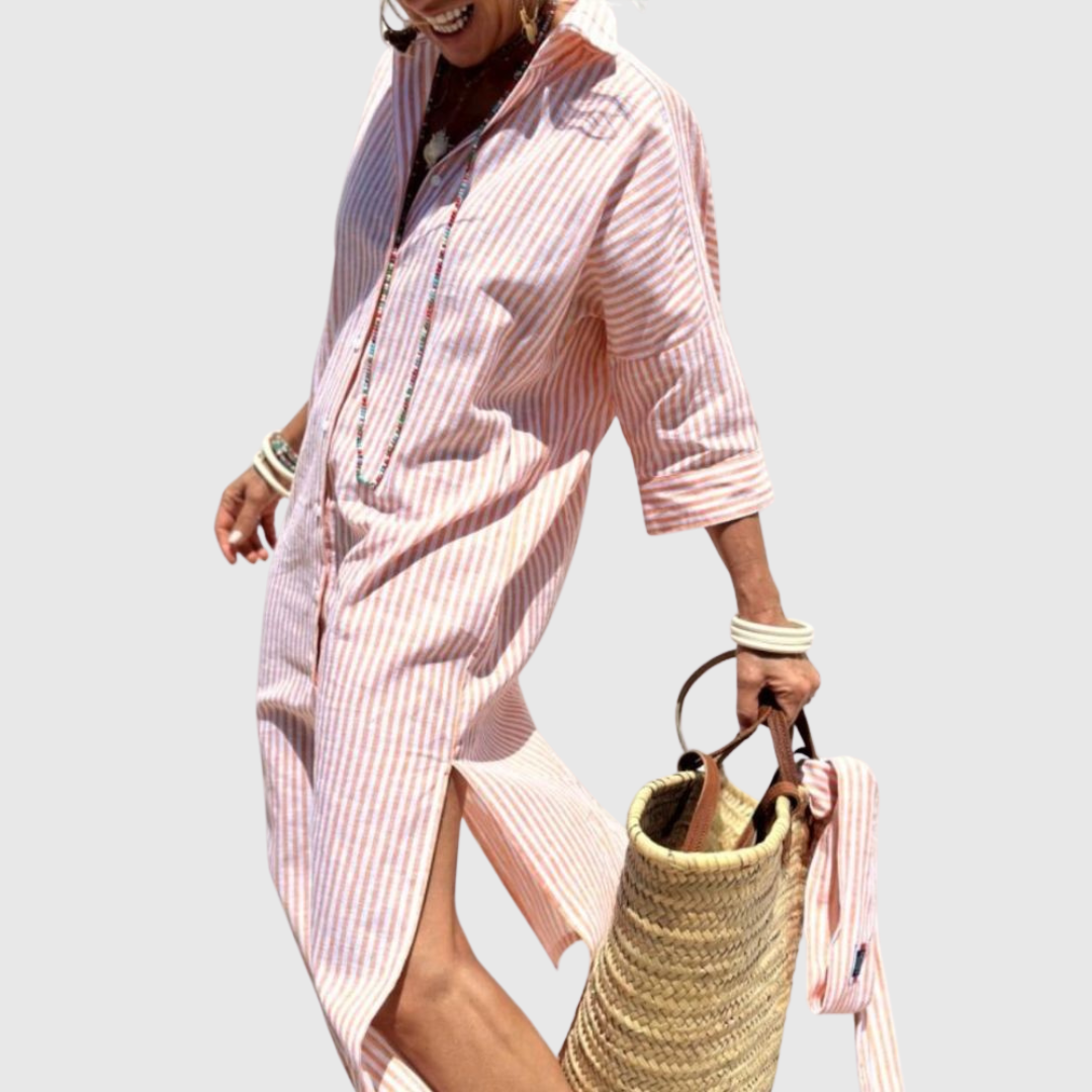Elodie | Robe Chemise Rayée Chic