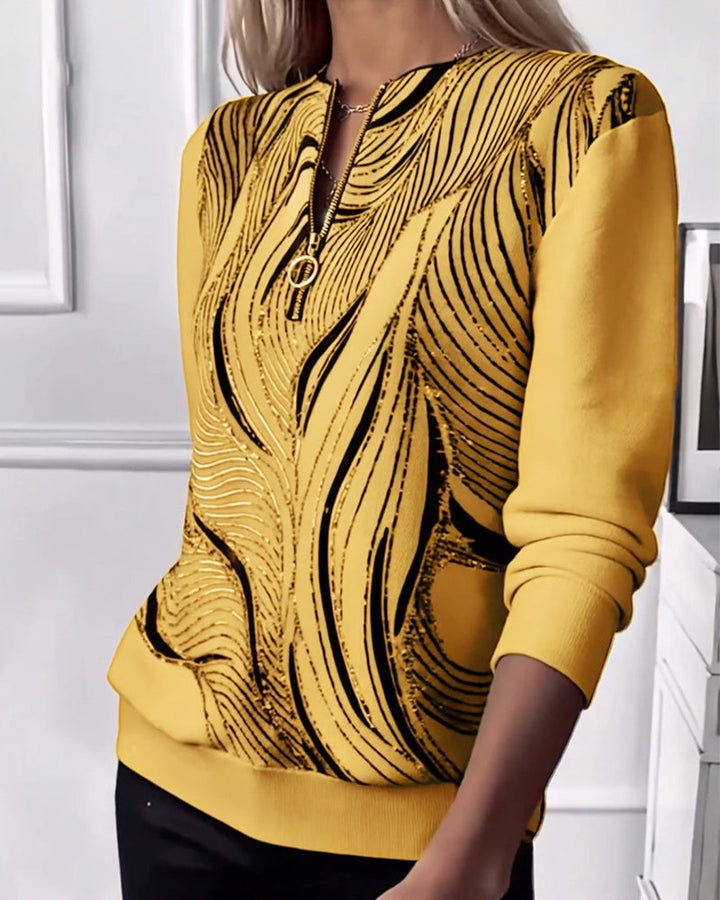 Avora Lyon | Sweat-shirt décontracté imprimé zippé