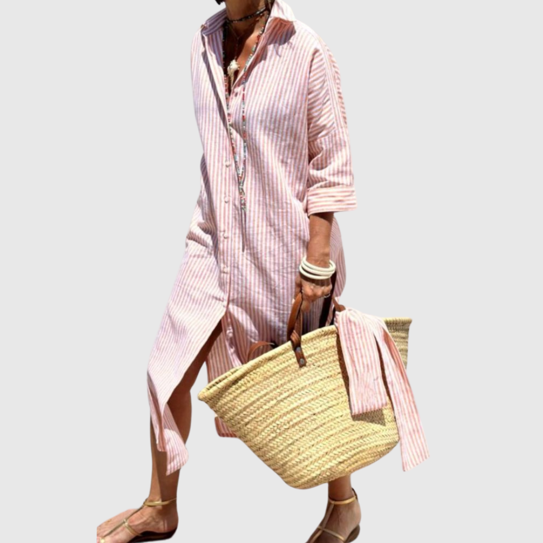 Elodie | Robe Chemise Rayée Chic