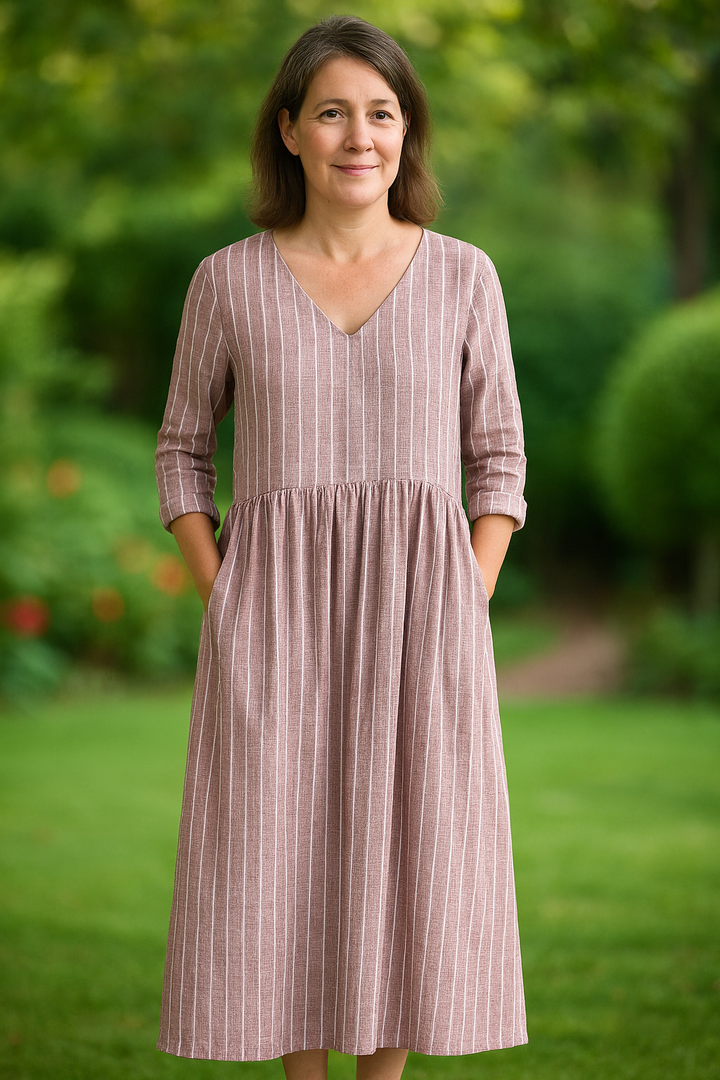 Dabria | Robe Rayée Classique Décontractée