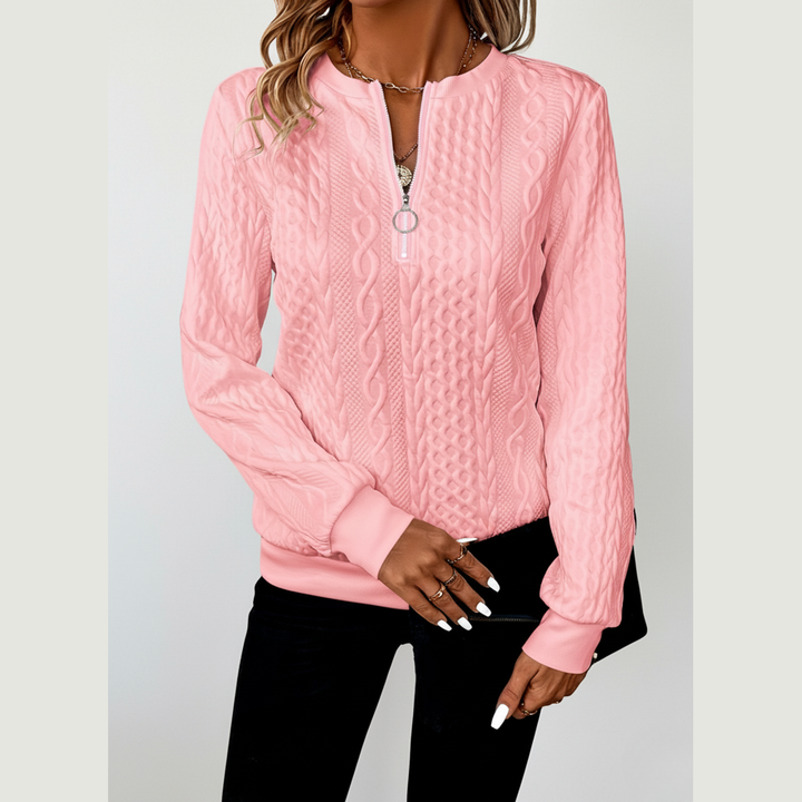 Avora Lyon | Pull femme en tricot torsadé avec col zippé